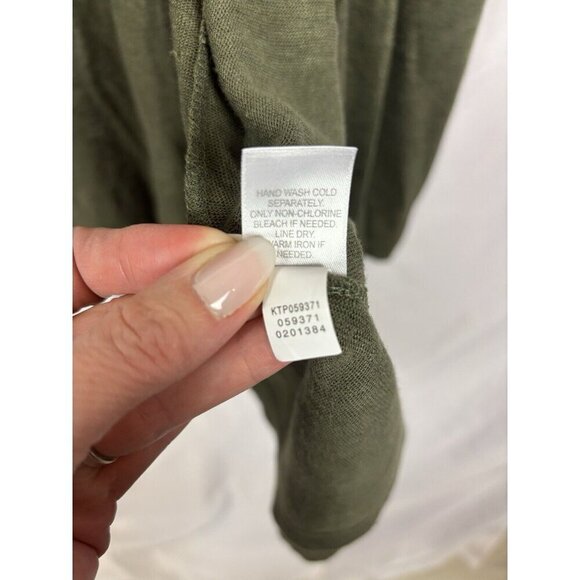 J.Jill  Women's Large Cardigan Linen Open‎ Front Army Green Lightweight Sweater - Picture 6 of 9